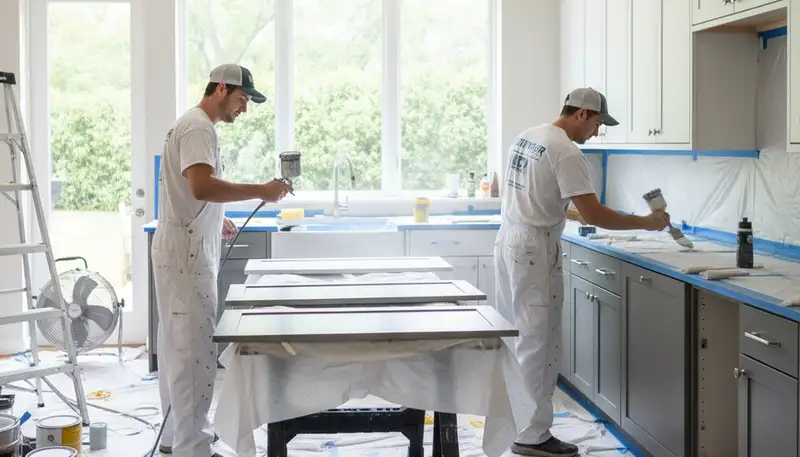 Cabinet painting in Wellesley, MA for durable, moisture-resistant kitchen finishes