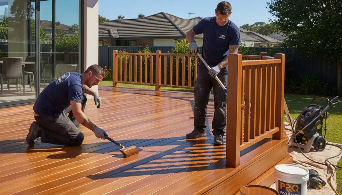 Professional deck staining in Wellesley, MA by Wellesley Paint Pros for lasting weather protection