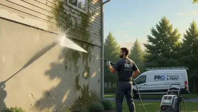 Pressure washing siding and deck in Wellesley, MA by Wellesley Paint Pros