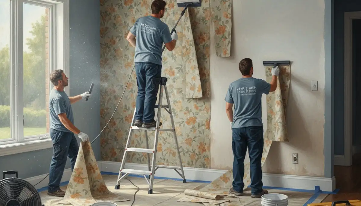 Wallpaper removal service in Wellesley, MA preparing walls for a smooth new finish